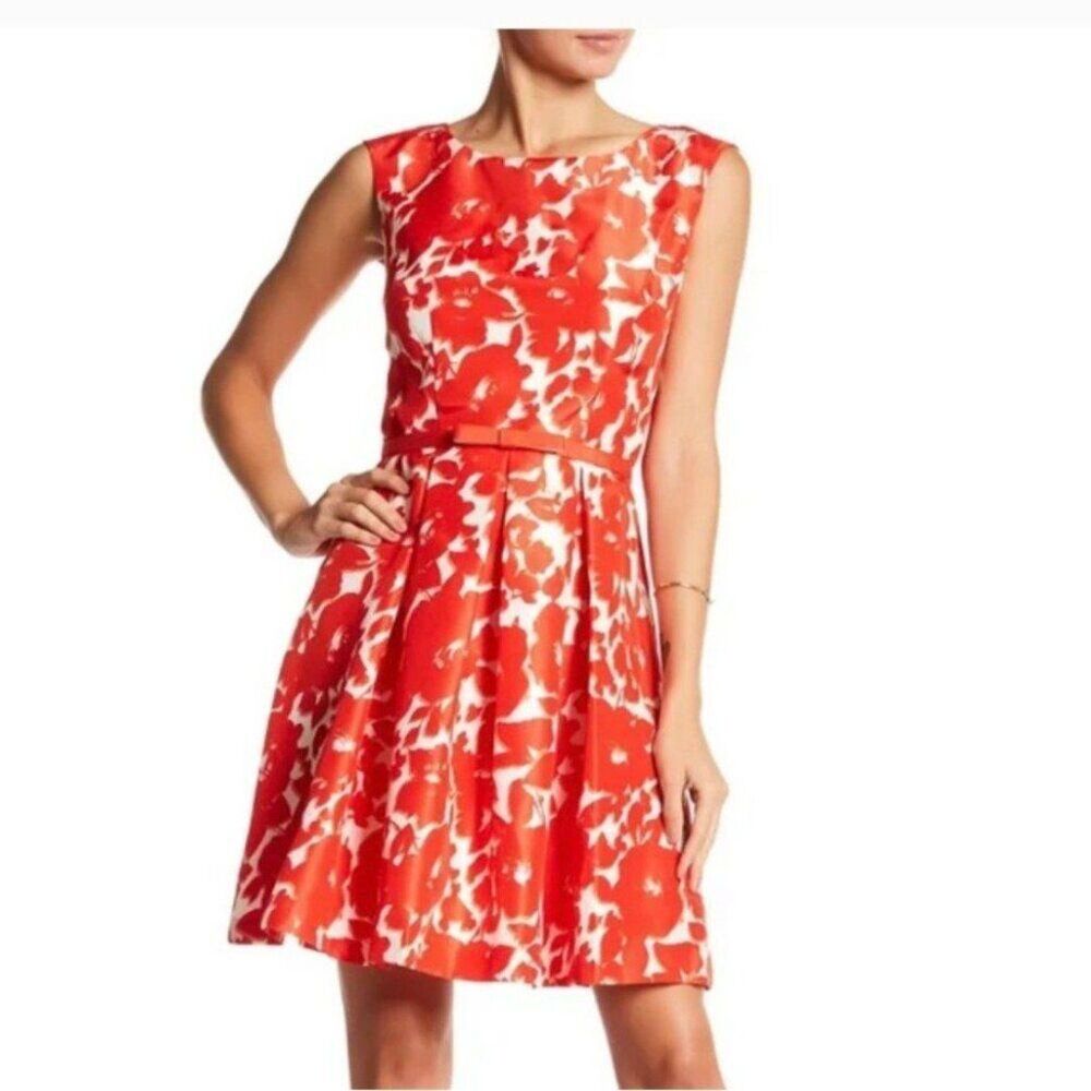 DANNY & NICOLE Fit‎ & Flare Floral Sleeveless Mini Dress Size 8 Orange White NWT - Picture 12 of 12